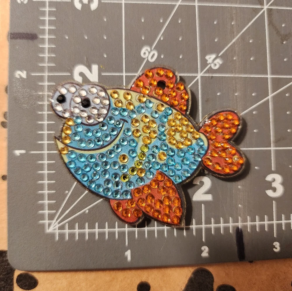 Colorful Fish Diamond Puzzle Keychain Handmade